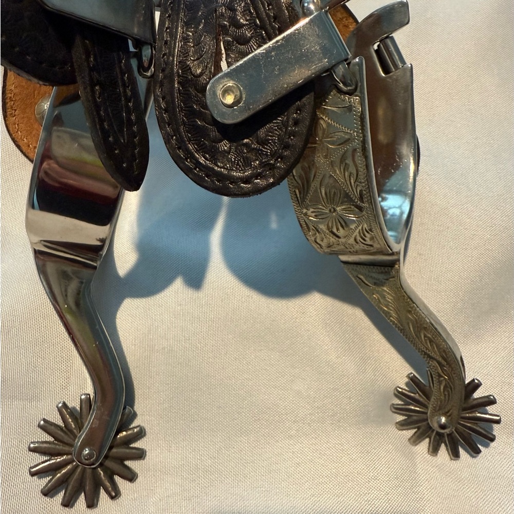Hand Engraved Silver Spurs